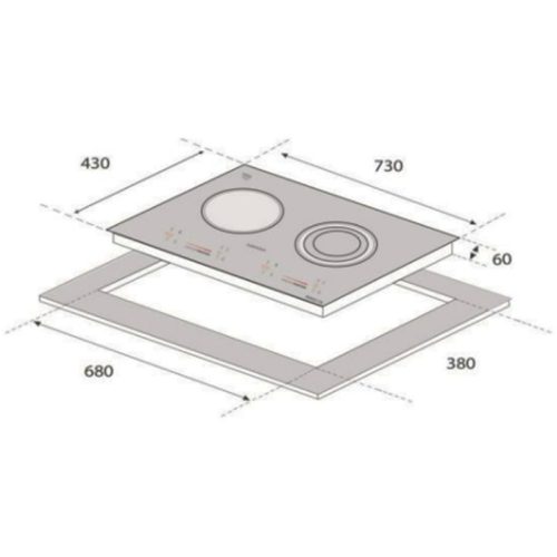 Kích thước bếp từ Eurogold 2 vùng nấu EUH2210 lắp âm