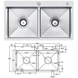 Kích thước chậu rửa bát chống xước Eurogold EUC28850EA Kích thước chậu rửa bát chống xước Eurogold EUC28850EA
