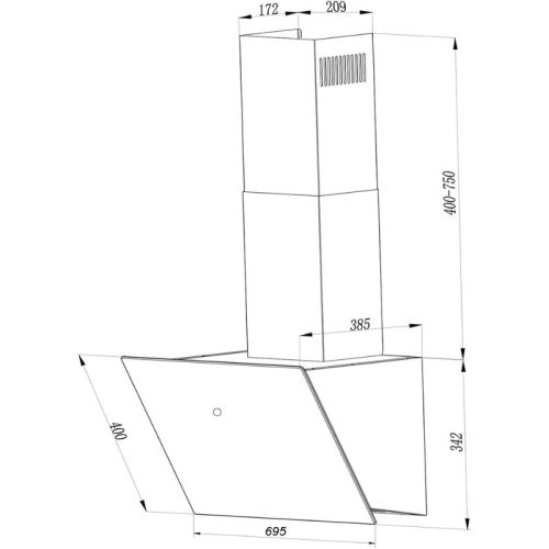 Máy hút mùi áp tường Eurogold EUH0770V 4 Kích thước máy hút mùi áp tường Eurogold EUH0770V