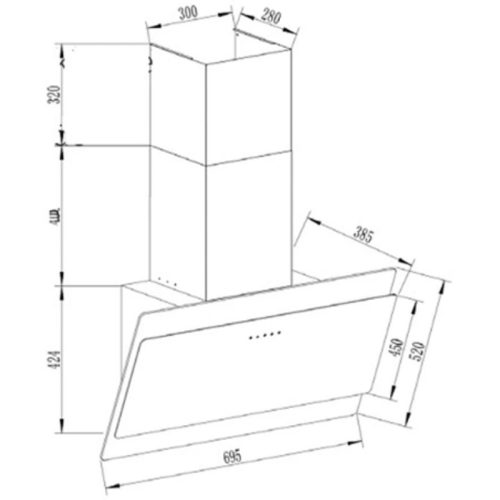 Kích thước máy hút mùi áp tường Eurogold EUH0870VM