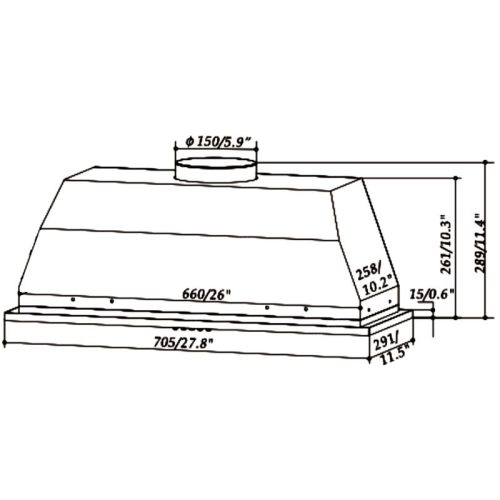 Máy hút mùi âm tủ Eurogold EUH1070A 4 Kích thước máy hút mùi âm tủ Eurogold EUH1070A