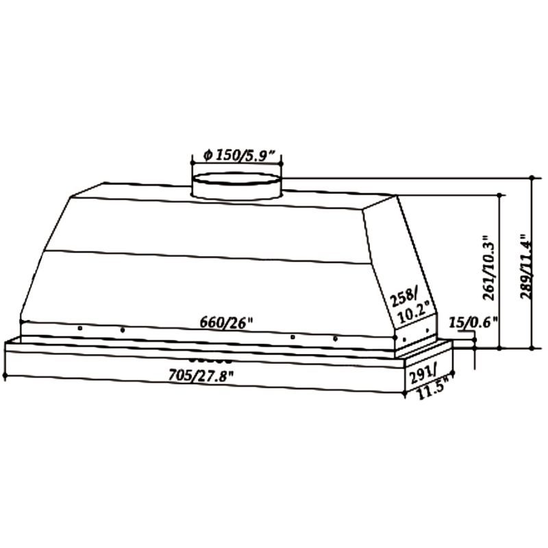 Kích thước máy hút mùi âm tủ Eurogold EUH1070A Kích thước máy hút mùi âm tủ Eurogold EUH1070A