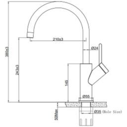 Kích thước vòi rửa bát nóng lạnh Eurogold EUF033C Kích thước vòi rửa bát nóng lạnh Eurogold EUF033C