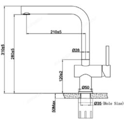 Kích thước vòi rửa bát nóng lạnh Eurogold EUF020BR