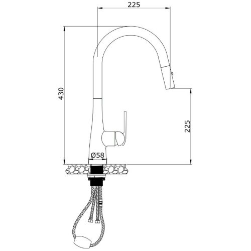 Kích thước vòi rửa bát nóng lạnh Eurogold EUF219BR