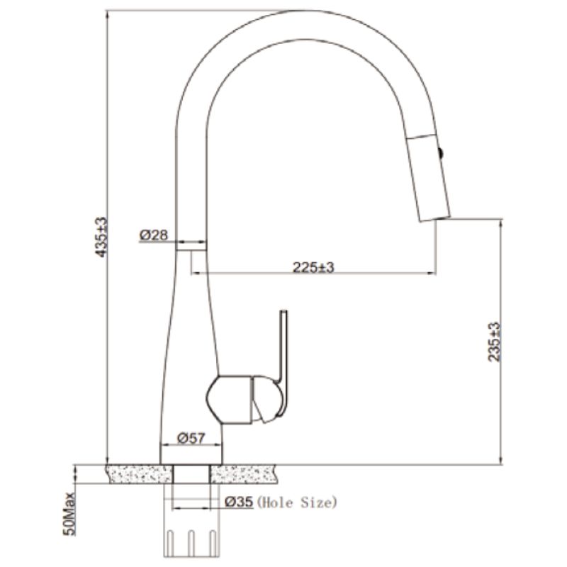Kích thước vòi rửa bát nóng lạnh Eurogold EUF219DR có dây rút Kích thước vòi rửa bát nóng lạnh Eurogold EUF219DR có dây rút