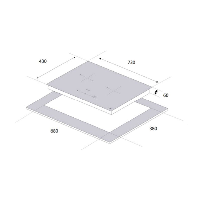 Kích thước bếp từ Eurogold 2 vùng nấu EUH3399Pro lắp âm Kích thước bếp từ Eurogold 2 vùng nấu EUH3399Pro lắp âm