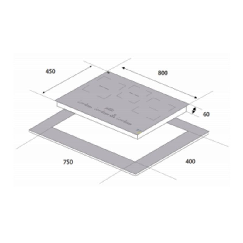 Kích thước bếp từ Eurogold 3 vùng nấu EUH2233 lắp âm Kích thước bếp từ Eurogold 3 vùng nấu EUH2233 lắp âm
