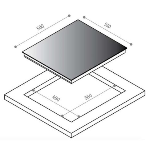 Bếp từ Upscale 3 vùng nấu FI63TB lắp âm 3 Kích thước bếp từ Upscale 3 vùng nấu FI63TB lắp âm