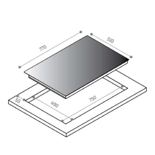 Bếp từ Upscale 4 vùng nấu FI74B lắp âm 3 Kích thước bếp từ Upscale 4 vùng nấu FI74B lắp âm