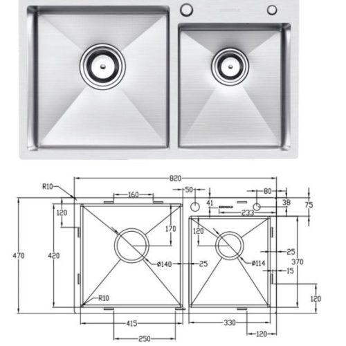 Kích thước chậu rửa bát chống xước Eurogold EUC28247EA