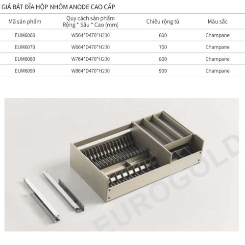 Giá bát đĩa Eurogold EUM6070 3 Kích thước giá bát đĩa Eurogold EUM6070