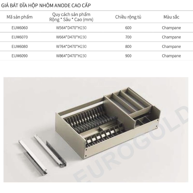 Kích thước giá bát đĩa Eurogold EUM6070 Kích thước giá bát đĩa Eurogold EUM6070