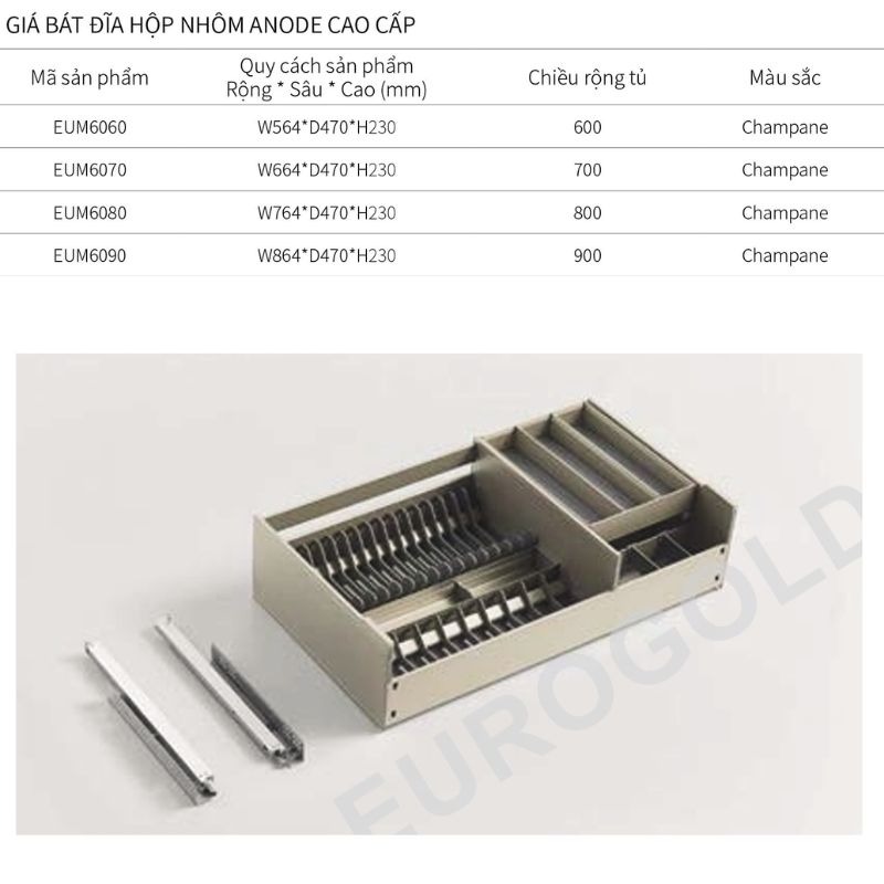 Kích thước giá bát đĩa Eurogold EUM6080 Kích thước giá bát đĩa Eurogold EUM6080