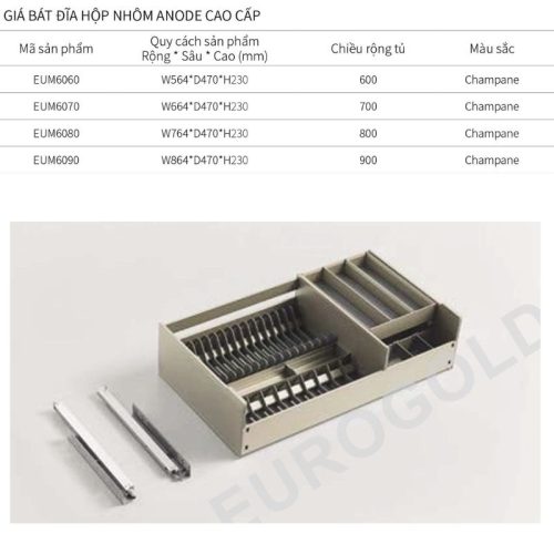 Giá bát đĩa Eurogold EUM6090 3 Kích thước giá bát đĩa Eurogold EUM6090