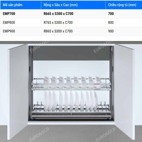 Giá bát nâng hạ điện Eurogold ESP9970 3 Kích thước giá bát nâng hạ điện Eurogold EMP700