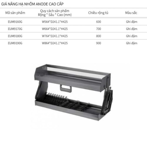 Kích thước giá nâng hạ Eurogold EUM9170G