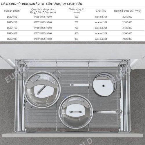 Giá xoong nồi Eurogold EGT6180 3 Kích thước giá xoong nồi Eurogold EG30480B