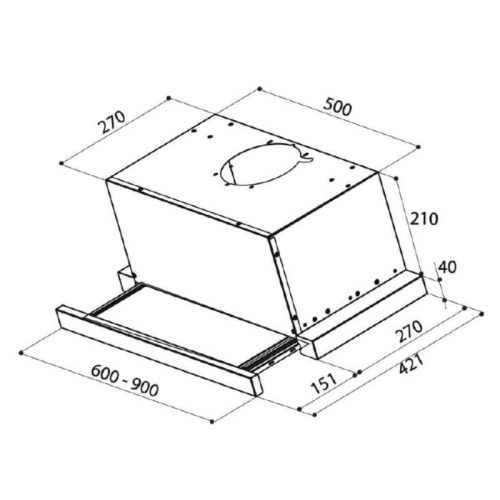 Máy hút mùi âm tủ Upscale S1 SLIDE OUT 3 Kích thước máy hút mùi âm tủ Upscale S1 SLIDE OUT