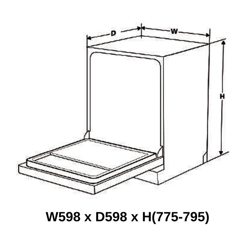 Kích thước máy rửa bát Eurogold EUW75TL15SV Kích thước máy rửa bát Eurogold EUW75TL15SV