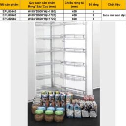 Kích thước tủ khô nan dẹt 6 tầng Eurogold EPL80645