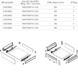 Kích thước tủ kho ngăn kéo độc lập Eurogold EUM23590G Kích thước tủ kho ngăn kéo độc lập Eurogold EUM23590G