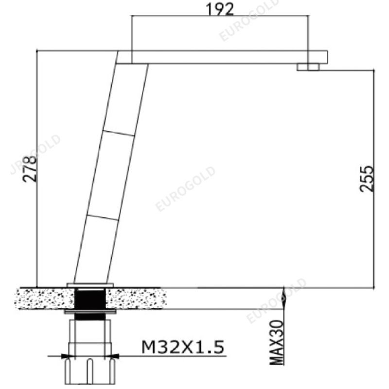 Kích thước vòi rửa bát nóng lạnh Eurogold EUF128D Kích thước vòi rửa bát nóng lạnh Eurogold EUF128D