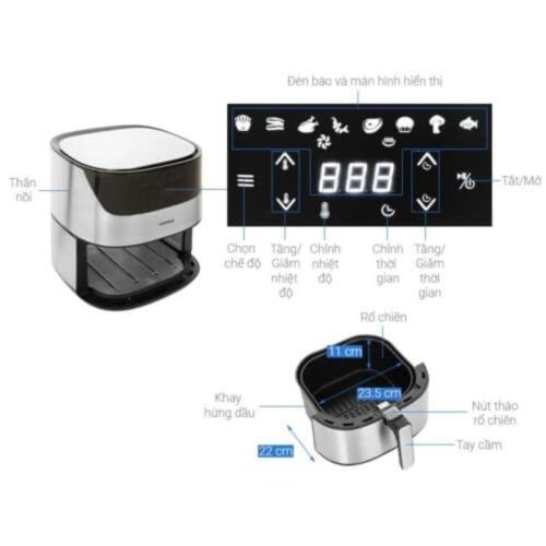 Chi tiết nồi chiên không dầu 5L Hafele AF-T5A 535.43.712