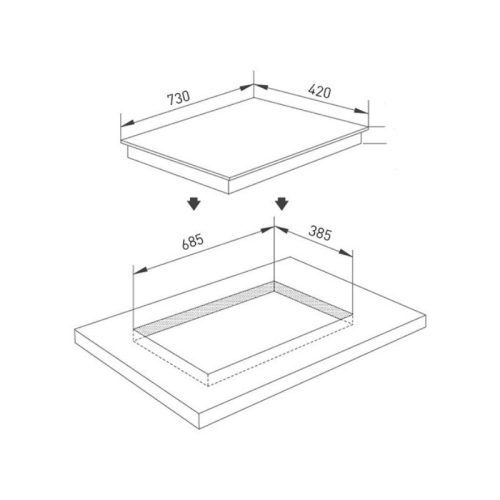Kích thước bếp từ đôi Binova BI-555IDC lắp âm