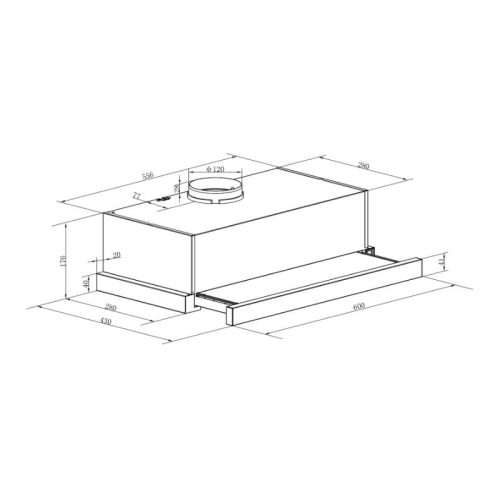 Máy hút mùi âm tủ Binova BI-28-GT-06 3 Kích thước máy hút mùi âm tủ Binova BI-28-GT-06