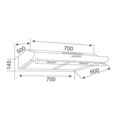 Máy hút mùi áp tường Binova BI-23-I-07 3 Kích thước máy hút mùi áp tường Binova BI-23-I-07