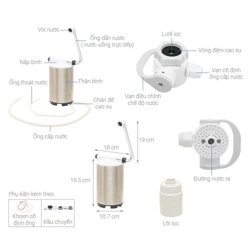 Thiết bị lọc nước trên bồn rửa Mitsubishi Cleansui ET201 4 Kích thước thiết bị lọc nước trên bồn rửa Mitsubishi Cleansui ET201