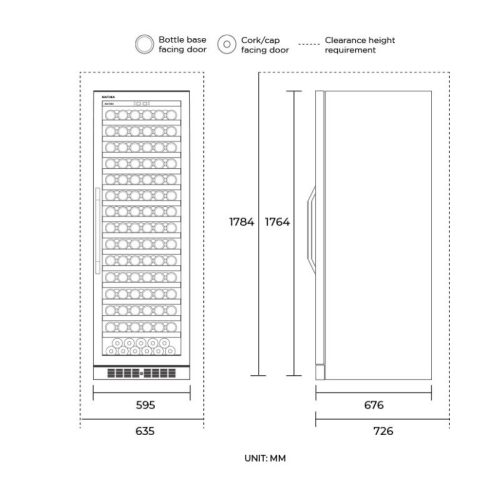 Kích thước tủ rượu vang Kadeka KSJ-168EW