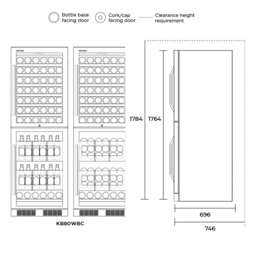 Tủ ướp rượu bia Kadeka KB80WBC 4 Kích thước tủ ướp rượu bia Kadeka KB80WBC