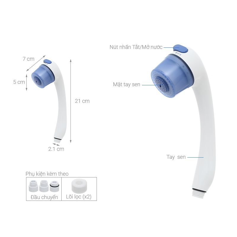 Kích thước vòi sen lọc nước Cleansui ES201W Kích thước vòi sen lọc nước Cleansui ES201W