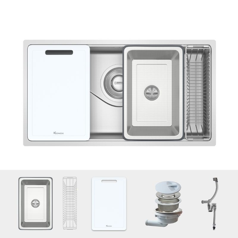 Phụ kiện chậu rửa bát inox 1 hố Konox TARI 8748SR Phụ kiện chậu rửa bát inox 1 hố Konox TARI 8748SR