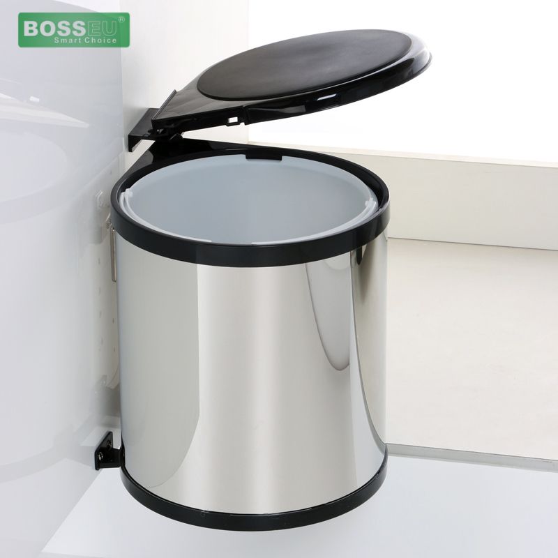 Ảnh thực thùng rác tròn gắn cánh tủ bếp BossEU BS114R Ảnh thực thùng rác tròn gắn cánh tủ bếp BossEU BS114R