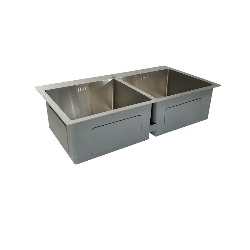 Hình ảnh chậu rửa bát inox 2 hố BossEU BS201.8245CL2 Hình ảnh chậu rửa bát inox 2 hố BossEU BS201.8245CL2