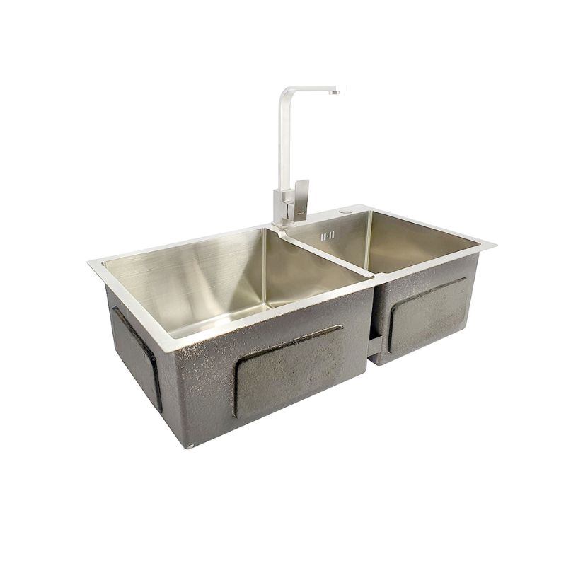 Hình ảnh chậu rửa bát inox 2 hố BossEU BS8245L1 Hình ảnh chậu rửa bát inox 2 hố BossEU BS8245L1