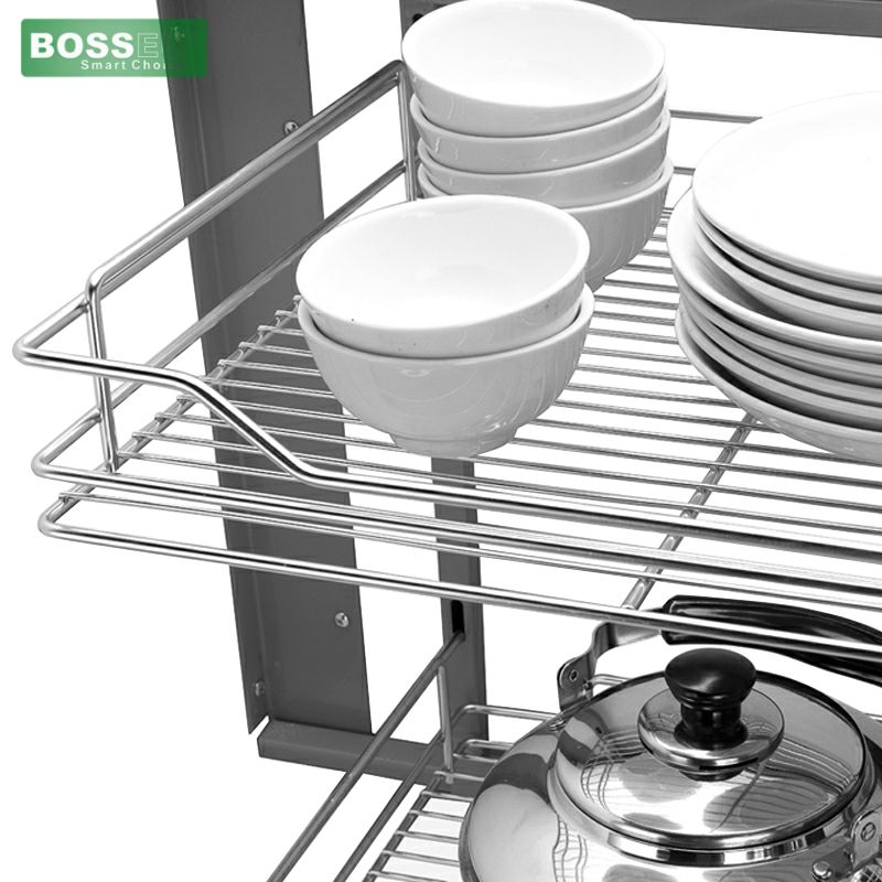 Kệ giá góc liên hoàn inox 304 nan dẹt cao cấp BossEU BS304.900R Kệ giá góc liên hoàn inox 304 nan dẹt cao cấp BossEU BS304.900R