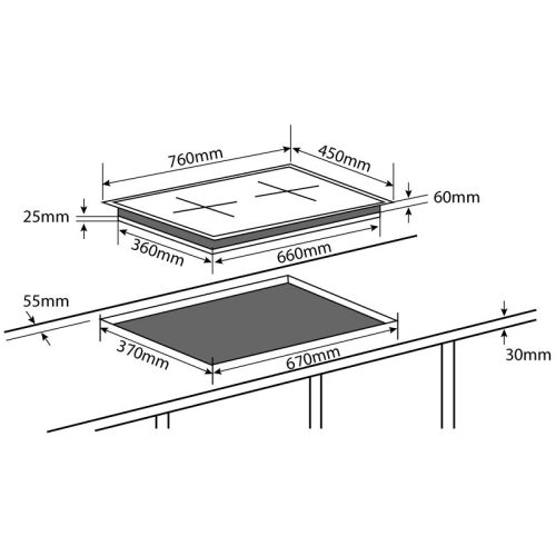 Bếp từ đôi Chefs EH-DIH893 lắp âm 6 Kích thước bếp từ đôi Chefs EH-DIH893 lắp âm