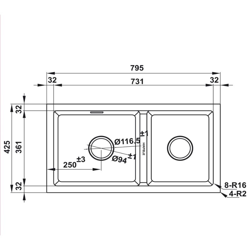 Kích thước chậu rửa bát đá 2 hố Hafele Essence HS22-GEN2S90M 577.25.410 Kích thước chậu rửa bát đá 2 hố Hafele Essence HS22-GEN2S90M 577.25.410