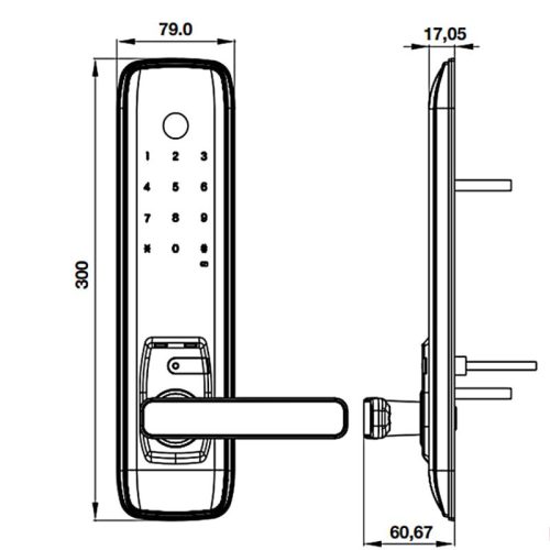 Khóa vân tay Hafele EL7800 PLUS 912.20.569 5 Kích thước khóa vân tay Hafele EL7800 PLUS 912.20.569