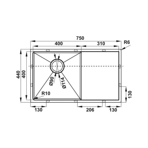 Chi tiết chậu rửa bát Hafele HS21-SSD1S60 567.94.010