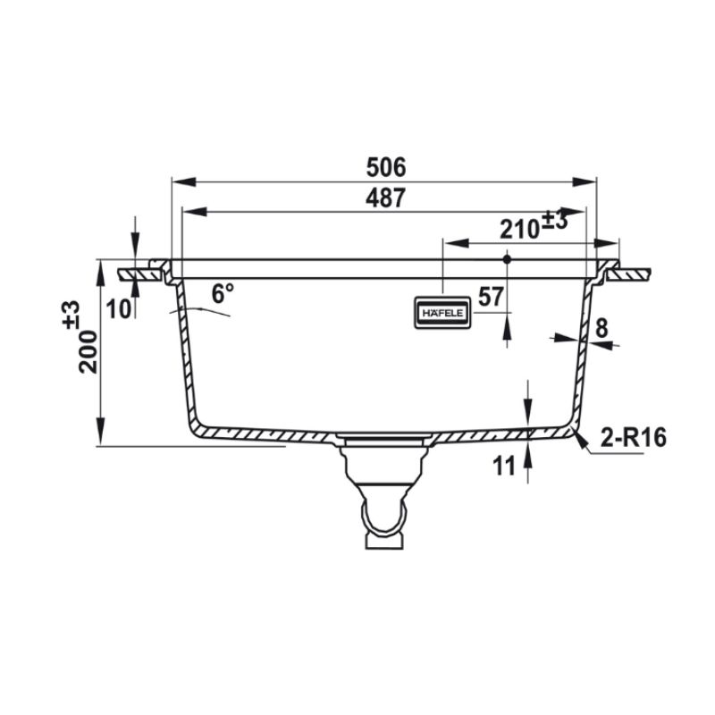 Kích thước chậu rửa bát đá 1 hố Hafele Essence HS22-GEN1S60M 577.25.520 Kích thước chậu rửa bát đá 1 hố Hafele Essence HS22-GEN1S60M 577.25.520