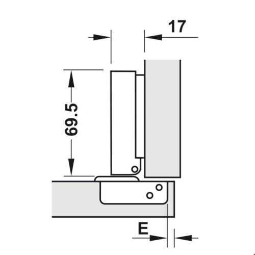 Kích thước bản lề trùm ngoài Metalla A DIY 110º Hafele 493.03.021