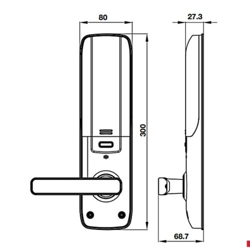 Khóa vân tay Hafele EL7800 PLUS 912.20.569 4 Kích thước khóa vân tay Hafele EL7800 PLUS 912.20.569
