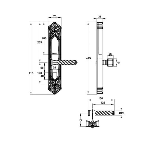 Khóa vân tay Hafele 912.05.317 3 Kích thước khóa vân tay Hafele 912.05.317