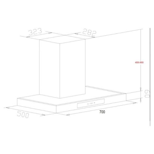 Kích thước máy hút mùi áp tường Chefs EH-R107E7G