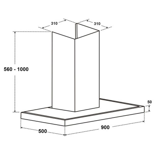 Kích thước máy hút mùi áp tường Chefs EH-R107E9